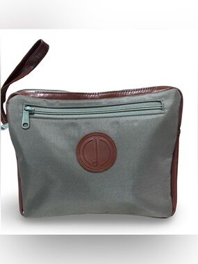 Dunhill green canvas and brown leather pouch bag